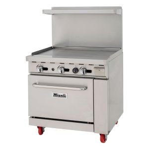 Migali C-RO-36G-LP 36" Gas Range - 36" griddle, 1 oven, Liquid Propane