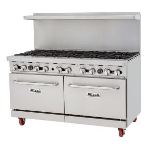 Migali C-RO10B-NG 60" Gas Range - 10 open burners, 2 ovens, Natural Gas