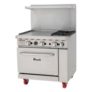 Migali C-RO2B-24GL-LP 36" Gas Range - 2 open burners + 24" griddle, 1 oven, Liquid Propane