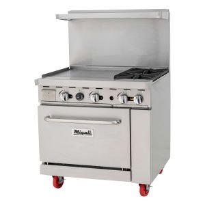 Migali C-RO2B-24GL-NG 39.5" Gas Range - 2 open burners + 24" griddle, 1 oven, Natural Gas