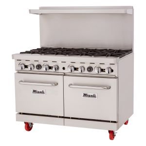 Migali C-RO8B-NG 48" Gas Range - 8 open burners, 2 ovens, Natural Gas