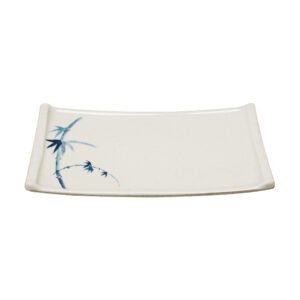 Thunder Group 0011BB 8-1/2" x 4-3/4" x 1-1/8", Bamboo Sashimi Platter, Blue Bamboo Melamine - Dozen (12 pieces)