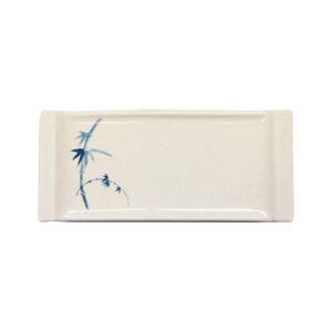 Thunder Group 1501BB 8-1/2" x 3-3/4" x 1", Vegetable Serving Plate, Blue Bamboo Melamine - Dozen (12 pieces)