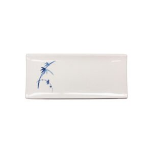 Thunder Group 1502BB 9-3/8" x 4-1/4" x 1", Rectangular Barbecue Plate, Blue Bamboo Melamine - Dozen (12 pieces)