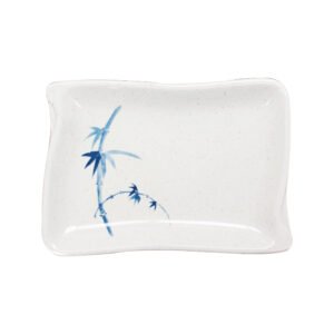 Thunder Group 1609BB 8-1/2" x 5-1/2" x 7/8", Wavy Shape Barbecue Plate, Blue Bamboo Melamine - Dozen (12 pieces)