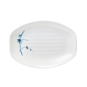 Thunder Group 2309BB 9" x 6-1/2" x 7/8", Teriyaki Tray, Blue Bamboo Melamine - Dozen (12 pieces)