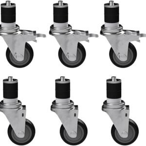 3" Casters for Work Tables & Equipment Stands | Set of 6 Heavy-Duty Swivel Wheels, 3 Locking
