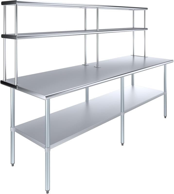 Work Table with Double Overshelf