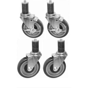 4" Caster Wheels for Work Tables & Equipment Stands | Set of 4 Heavy-Duty Swivel Casters with Brakes