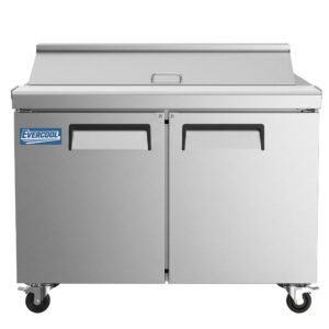 Evercool ESP36 36" Refrigerated Sandwich Prep Table with Cutting Board and Food Pans