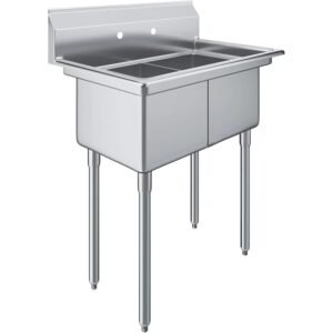 22 in. x 34 in. Stainless Steel Two Compartment Sink with 14 in. x 16 in. x 11 in. Bowls
