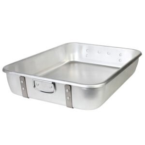 Thunder Group ALRP9603 18" x 24" x 4-1/2", Double Roaster with dual straps, Aluminum, 2.2mm Thickness, 12 Gauge, Secure and Spill-Pro