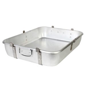 Thunder Group ALRP9604 18" x 24" x 4-1/2", Double Roaster with dual straps & lug, Aluminum, 2.2mm Thickness, 12 Gauge