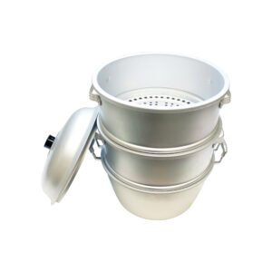 Thunder Group ALST010 Aluminum Steamer Set, 17" Diameter x 21-1/2" Height, Hole Size: 3/8" (Lid,Steamer & Bottom) - Set