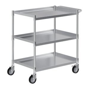3 Shelf Tubular Utility Cart | Metal Utility Cart on Wheels with Handle