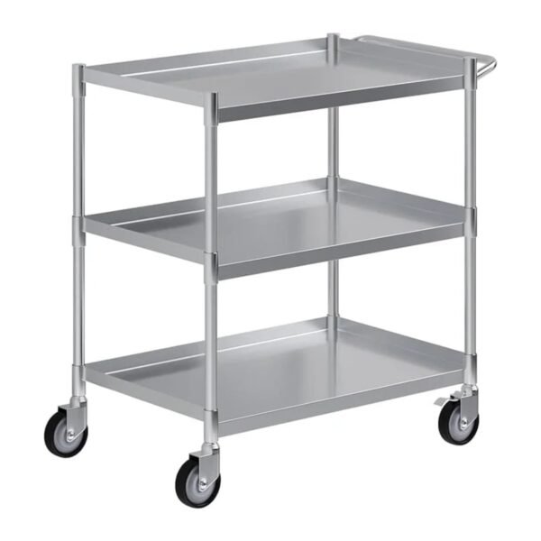 3 Shelf Tubular Utility Cart | Metal Utility Cart on Wheels with Handle