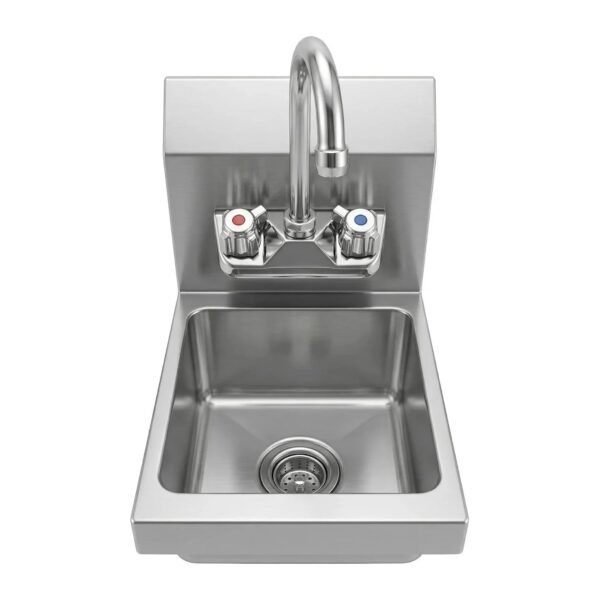 Commercial Wall Mount Hand Sink 12"x9". Stainless Steel Space Saver Sink with Faucet Included NSF, Small Hand Wash Sink with Drain Basket fo