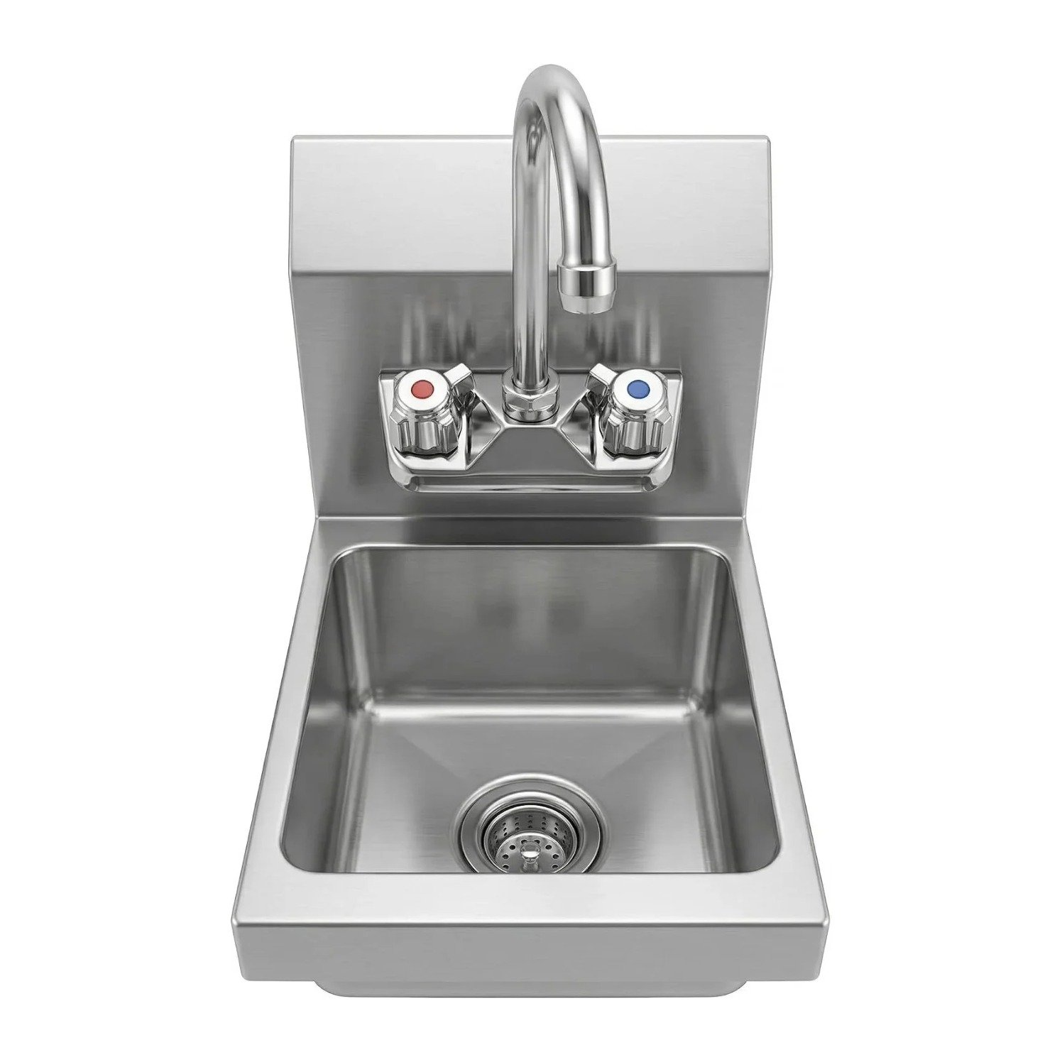Commercial Wall Mount Hand Sink 12"x9". Stainless Steel Space Saver Sink with Faucet Included NSF, Small Hand Wash Sink with Drain Basket fo
