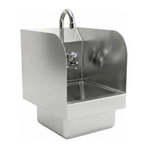 Commercial Wall Mount Hand Sink Stainless Steel Space Saver Sink Faucet Included, Hand Wash Sink with Drain Basket for Restaurant Food Truck