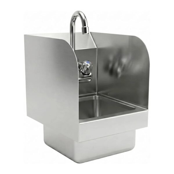 Commercial Wall Mount Hand Sink Stainless Steel Space Saver Sink Faucet Included, Hand Wash Sink with Drain Basket for Restaurant Food Truck