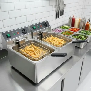 DF15-2-120 30 lb Dual Tank Countertop Electric Deep Fryer