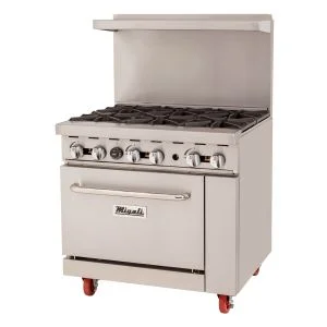 Migali C-RO6B-LP 36" Gas Range - 6 open burners, 1 oven, Liquid Propane