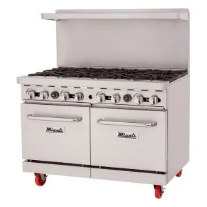 Migali C-RO8B-NG 48" Gas Range - 8 open burners, 2 ovens, Natural Gas