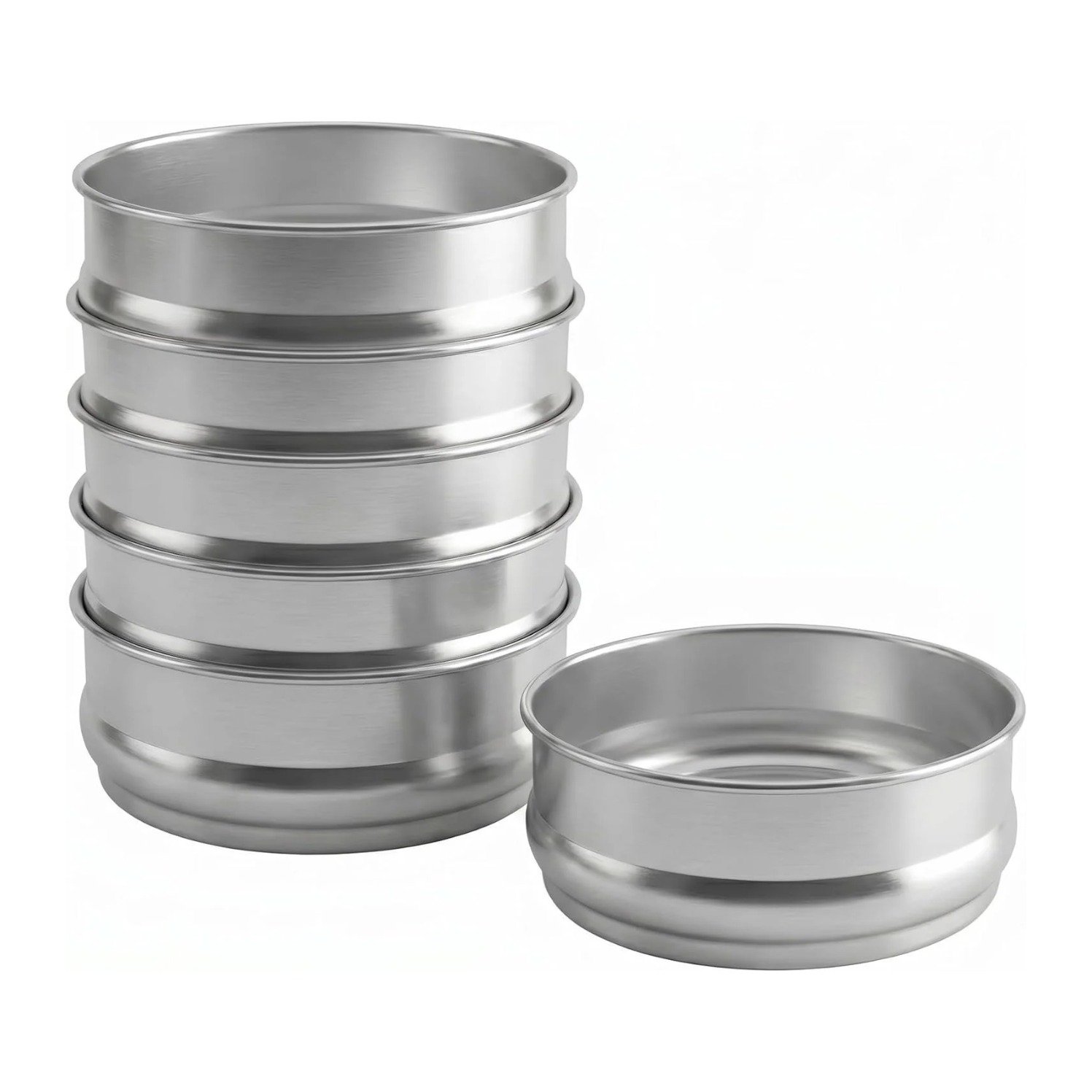 Round Dough Pans (6-Pack) – 9 x 3 Inch Aluminum Pizza Proofing Trays, Stackable Nesting Bakeware