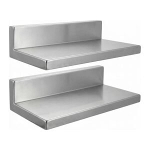 Stainless Steel Wall Shelf 2 Pack – Floating with Brackets