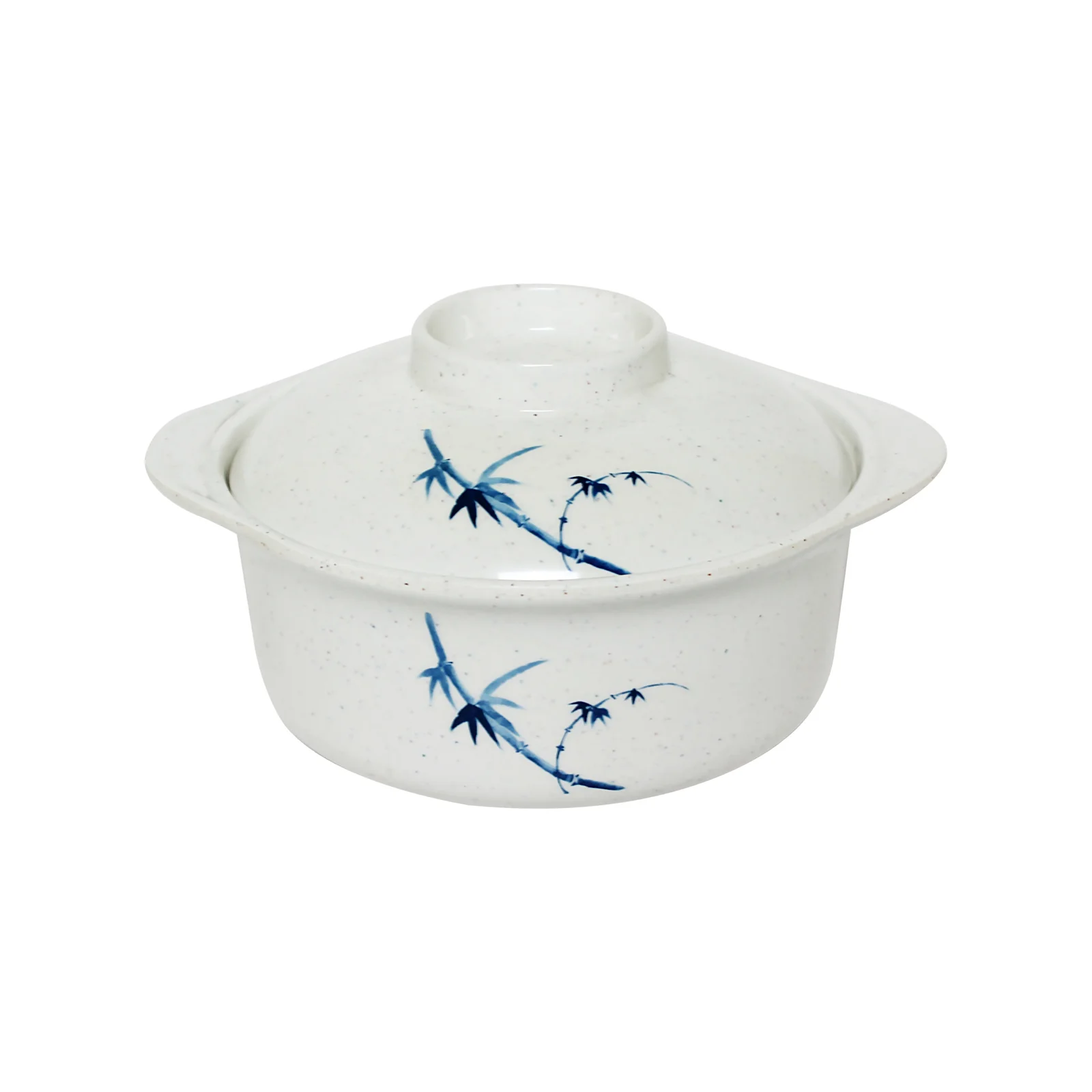 Thunder Group 3503BB 12 oz, 4-7/8" Diameter x 2-1/8" Height, Miso Bowl with Lid, Blue Bamboo Melamine - Dozen (12 pieces)