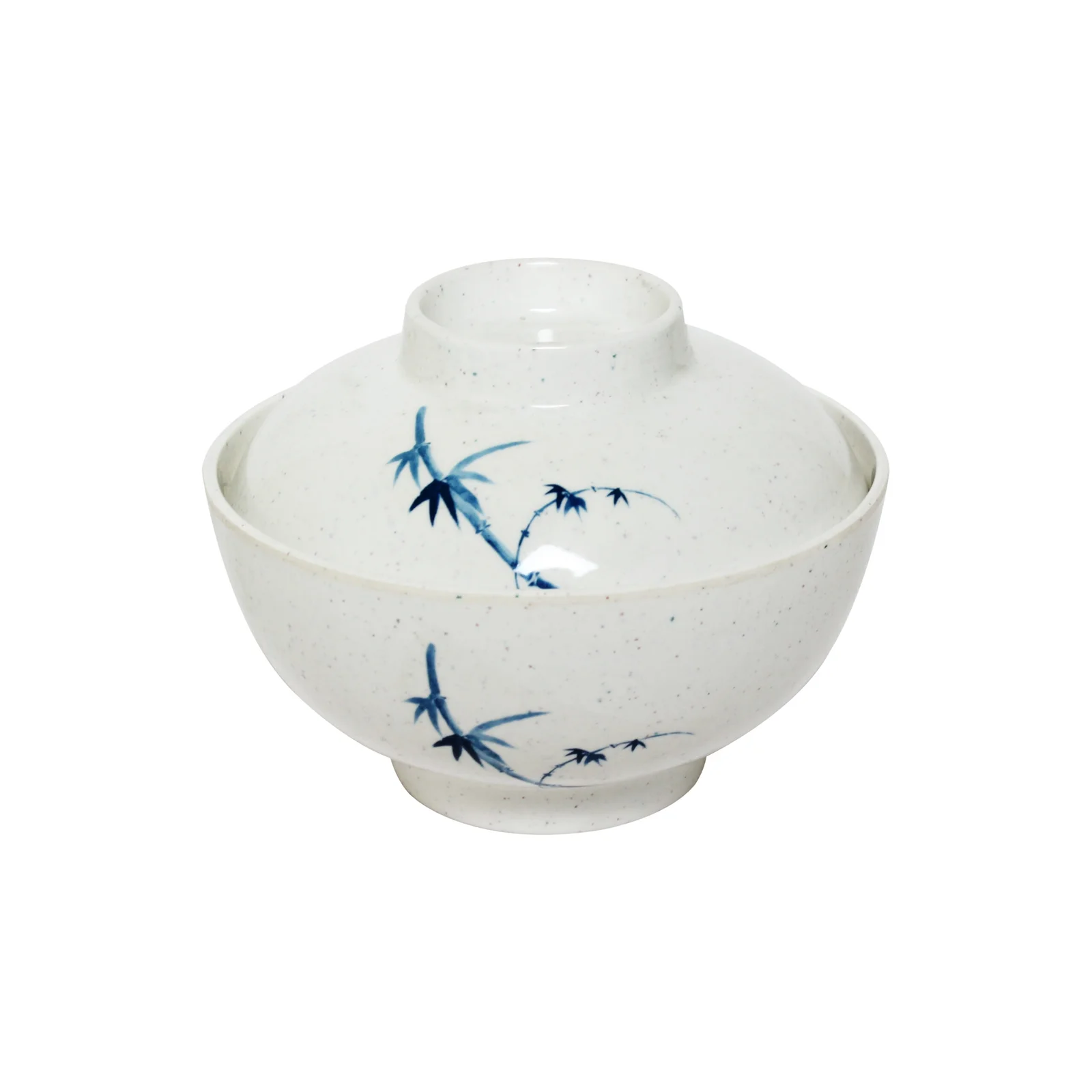 Thunder Group 3506BB 10 oz, 4-1/2" Diameter x 2-1/4" Height, Rice Bowl with Lid, Blue Bamboo Melamine - Dozen (12 pieces)