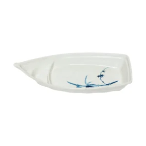 Thunder Group 8006BB 54 oz, 16-1/4" x 7-1/8" x 2-5/8", Sushi Boat, Blue Bamboo Melamine - Dozen (12 pieces)