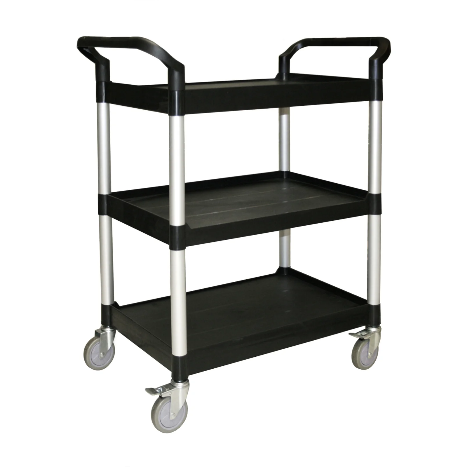 Thunder Group PLBC3316B 33-1/2" x 16-1/8" x 37", 3-Tier Bus Cart with Casters, Black