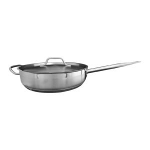 Thunder Group SLSAP4050 5 qt, 12-3/8" Diameter x 3" Height, Saute Pan with Lid, Stainless Steel, Welded Hollow Handle