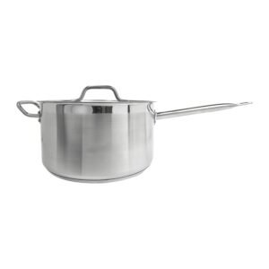 Thunder Group SLSSP4100 10 qt, 7" Diameter x 4" Height, Sauce Pan with Lid, Stainless Steel, Welded Hollow Handle