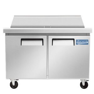 Evercool EMP48 48" Mega Top Refrigerated Sandwich Prep Table with Cutting Board and Food Pans
