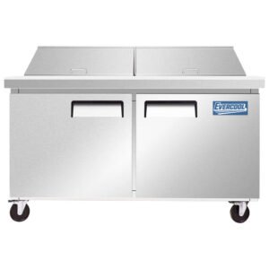 Evercool EMP60 60" Mega Top Refrigerated Sandwich Prep Table with Cutting Board and Food Pans