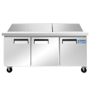 Evercool EMP72 72" Mega Top Refrigerated Sandwich Prep Table with Cutting Board and Food Pans