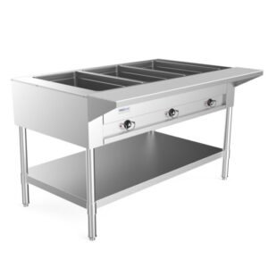 Prepline EST48-3O 48" Three Well Electric Steam Table, Undershelf