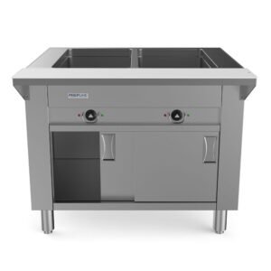 Prepline ESTC60-4O-110 60" Four Well Electric Steam Table, Cabinet Base, 110V