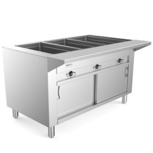 Prepline ESTC48-3S 48" Three Well Electric Steam Table, Cabinet Base