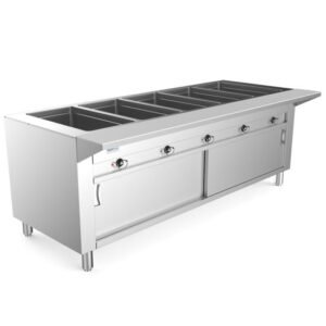 Prepline ESTC74-5S 73" Five Well Electric Steam Table, Cabinet Base
