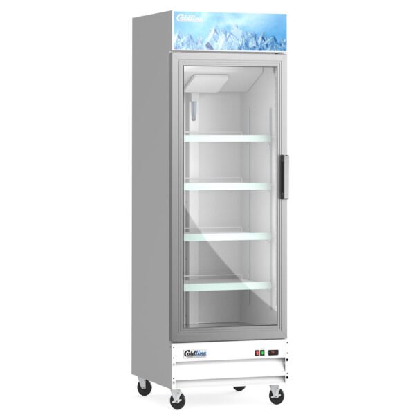 Coldline D12-W-L 27 inch white left hinged glass door freezer
