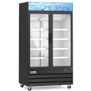 Coldline D48-B 49 inch two glass door merchandiser freezer, black
