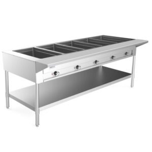 Prepline EST74-5O 73" Five Well Electric Steam Table, Undershelf