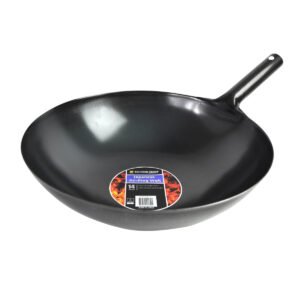Thunder Group IRJWC301 14" Diameter x 4-3/8" Deep, Japanese Jin-Ping Wok, Extra Strength Steel with 5-1/2" of reinforced Sandwiched w