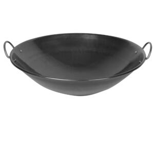 Thunder Group IRWC001 19" Diameter x 5-3/8" Height, Curved Rim Wok, Steel, Made in Taiwan
