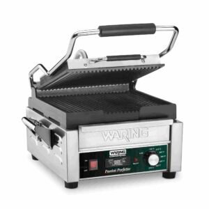 Waring WPG150T Panini Perfetto Compact Panini Grill with Timer - 120V (9.75" x 9.25" cooking surface)