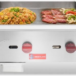Westlake EGG24S 24" Commercial Gas Griddle, 2-Burner, 60,000 BTU, Countertop, Stainless Steel