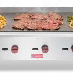 Westlake EGG60S 60" Commercial Gas Griddle, 5-Burner, 150,000 BTU, Countertop, Stainless Steel